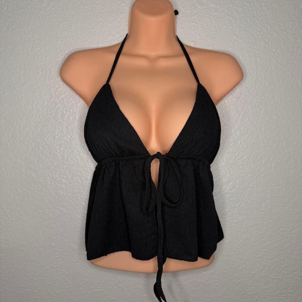 New Black halter top with tie detail